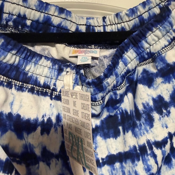 LuLaRoe Blue and White Tie-Dye Lounge Pants - Picture 2 of 2